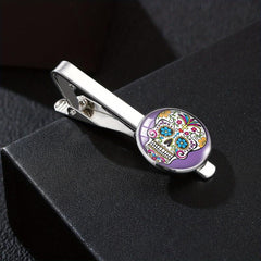 Steampunk Sugar Skull Tie Clip French Shirt Buckle