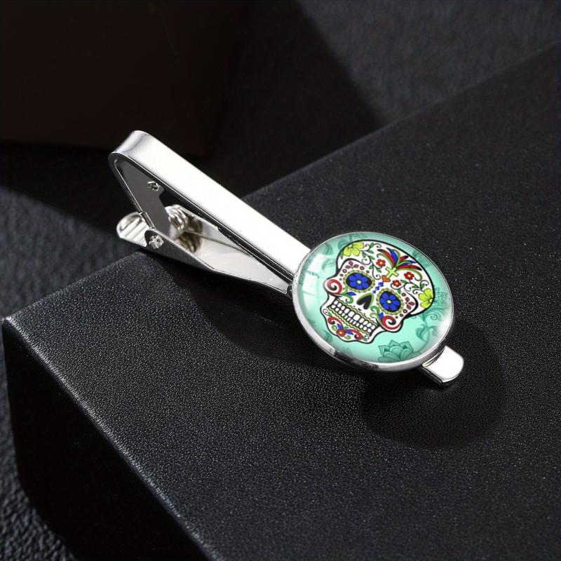 Steampunk Sugar Skull Tie Clip French Shirt Buckle
