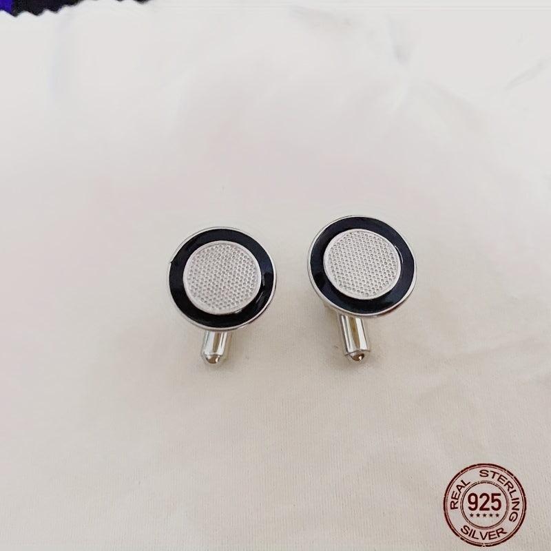 925 Silver Cufflinks High Suit Button Shirt Studs