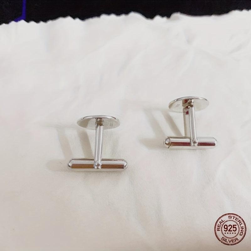 925 Silver Cufflinks High Suit Button Shirt Studs