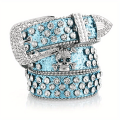 Men's Skull Rhinestone Bright PU Leather Hip Hop Belt YK2 Belt