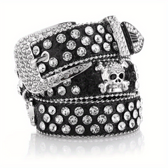 Men's Skull Rhinestone Bright PU Leather Hip Hop Belt YK2 Belt