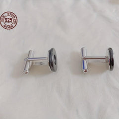 Men's 925 Silver Round Zircon Cufflinks Business Wedding Gift