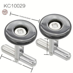 Men's 925 Silver Round Zircon Cufflinks Business Wedding Gift