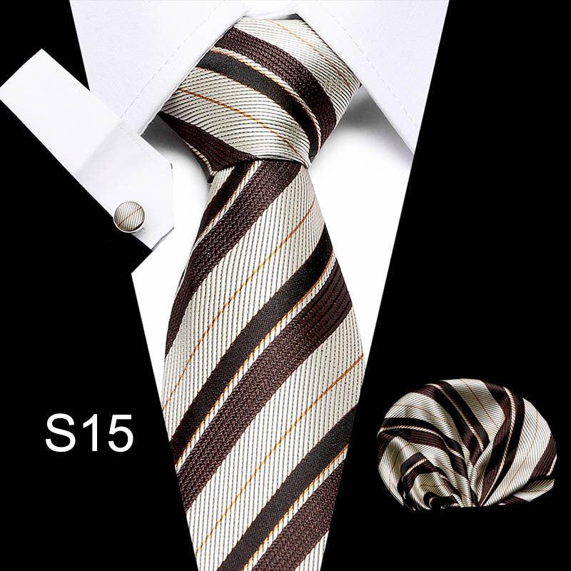 Business Men's Tie Set With Cufflinks Square Scarf
