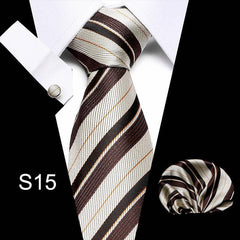 Business Men's Tie Set With Cufflinks Square Scarf