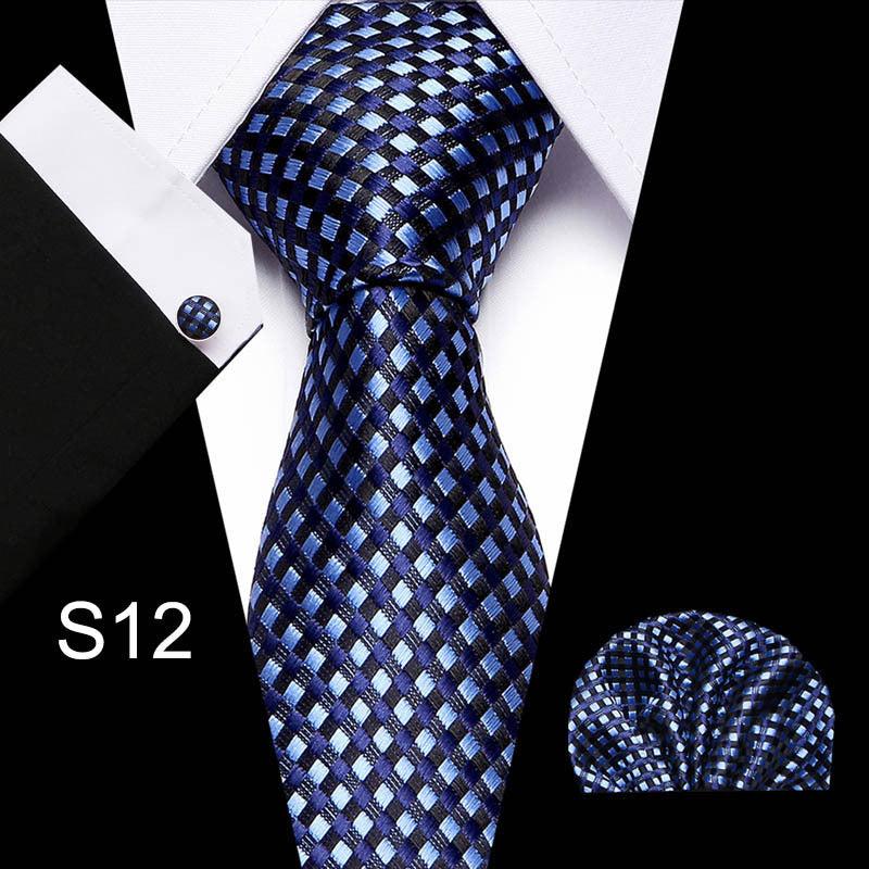 Business Men's Tie Set With Cufflinks Square Scarf