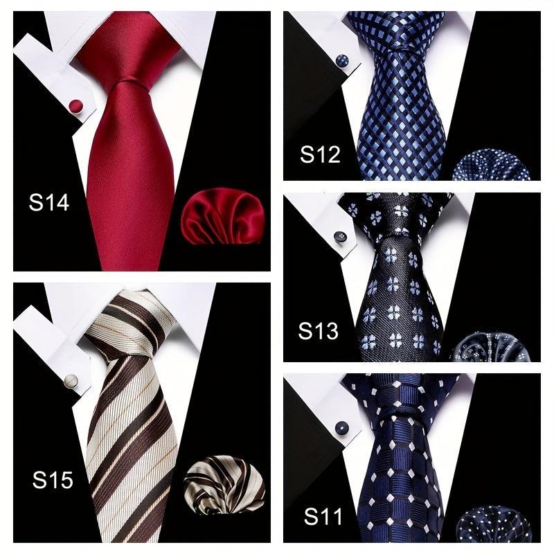 Business Men's Tie Set With Cufflinks Square Scarf