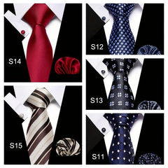 Business Men's Tie Set With Cufflinks Square Scarf