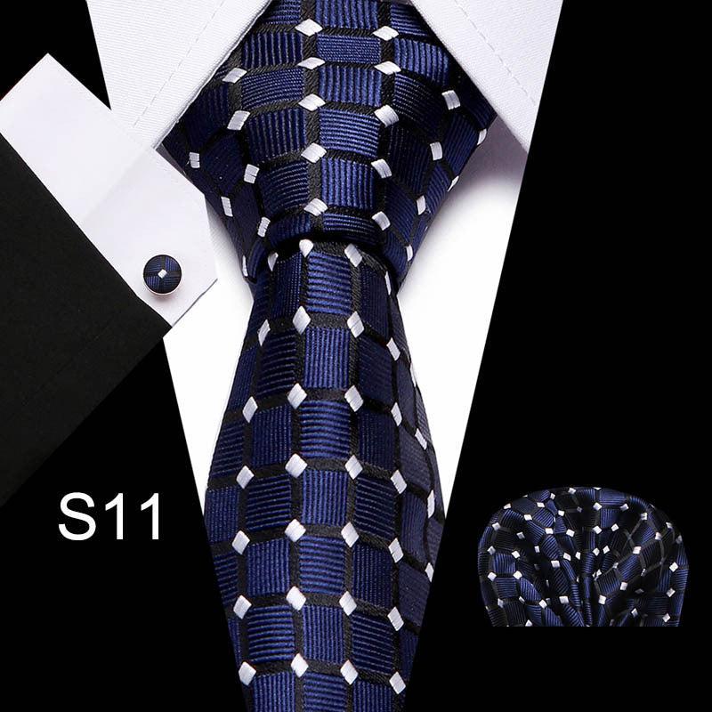 Business Men's Tie Set With Cufflinks Square Scarf