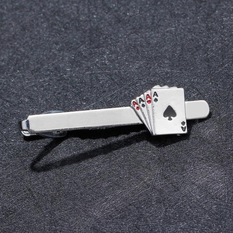 Poker Enamel Tie Clip For Men Groove Clips Business Tie Clips