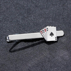 Poker Enamel Tie Clip For Men Groove Clips Business Tie Clips