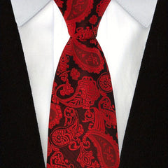 Men's Red Paisley Jacquard Woven Necktie For Wedding Business Party