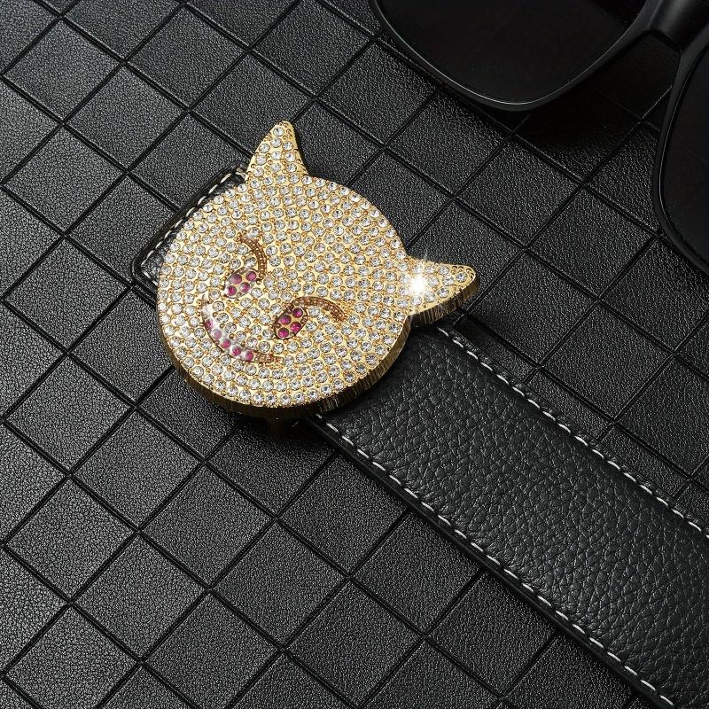 Men's Rhinestones Cat Buckle Belt Hip Hop Style
