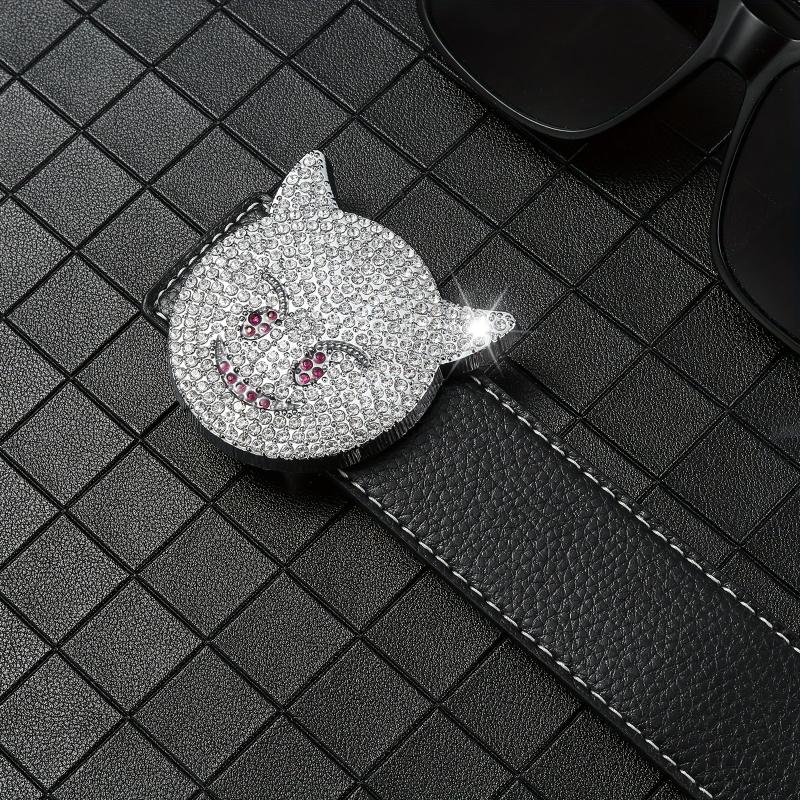 Men's Rhinestones Cat Buckle Belt Hip Hop Style