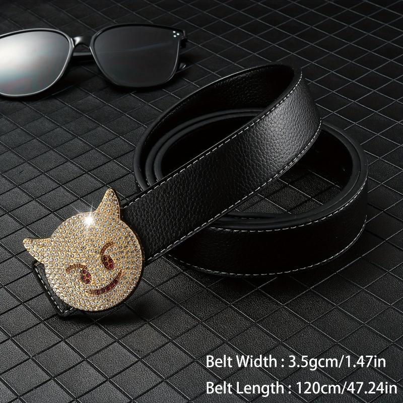 Men's Rhinestones Cat Buckle Belt Hip Hop Style