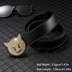 Men's Rhinestones Cat Buckle Belt Hip Hop Style