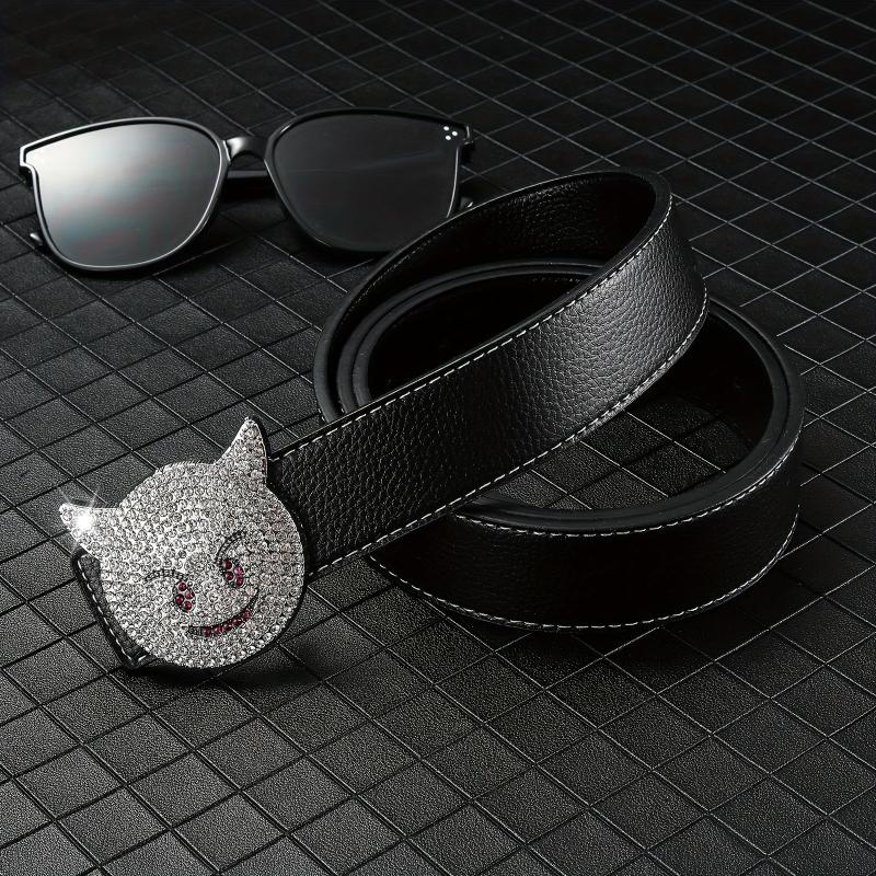 Men's Rhinestones Cat Buckle Belt Hip Hop Style