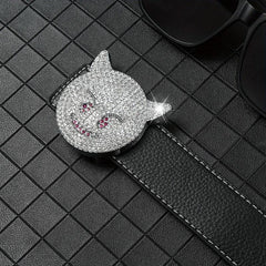 Men's Rhinestones Cat Buckle Belt Hip Hop Style