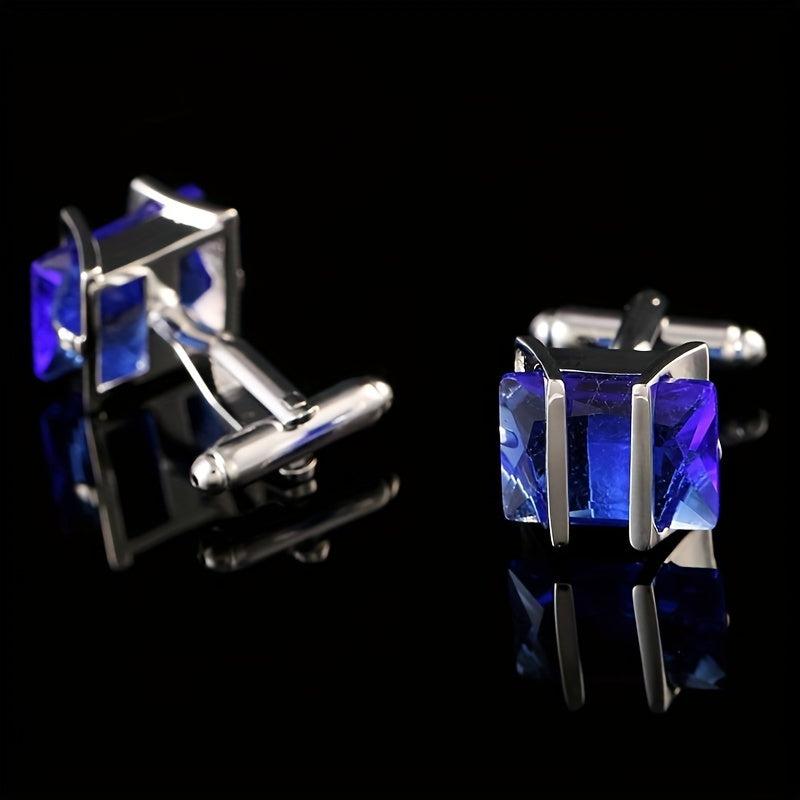 2pcs Crystal Cufflinks Sleeve Buttons Closure For Men