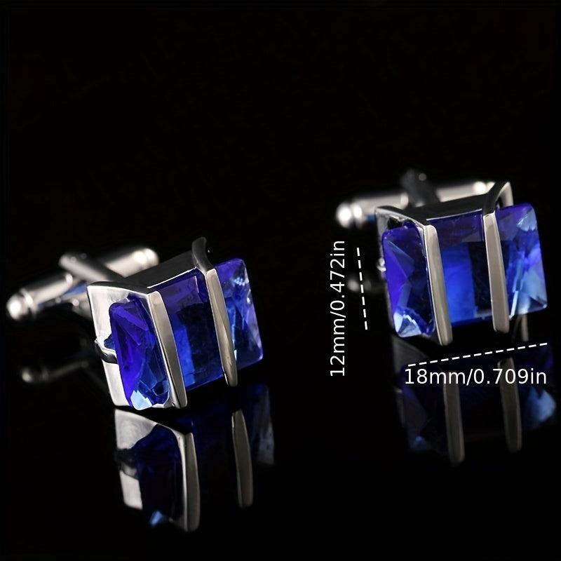 2pcs Crystal Cufflinks Sleeve Buttons Closure For Men