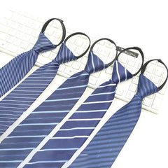 Men's Striped Lazy Necktie Business Dress Zipper Tie