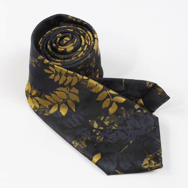 1PC Men's Business Bottom Golden Leaves Retro Tie