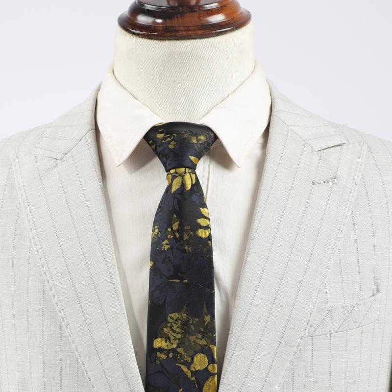 1PC Men's Business Bottom Golden Leaves Retro Tie