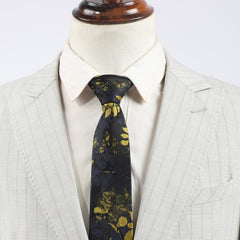 1PC Men's Business Bottom Golden Leaves Retro Tie