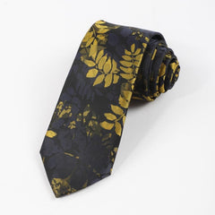 1PC Men's Business Bottom Golden Leaves Retro Tie
