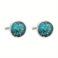 Tree Of Life Round Cufflinks Men's Shirt Metal Buttons Suit