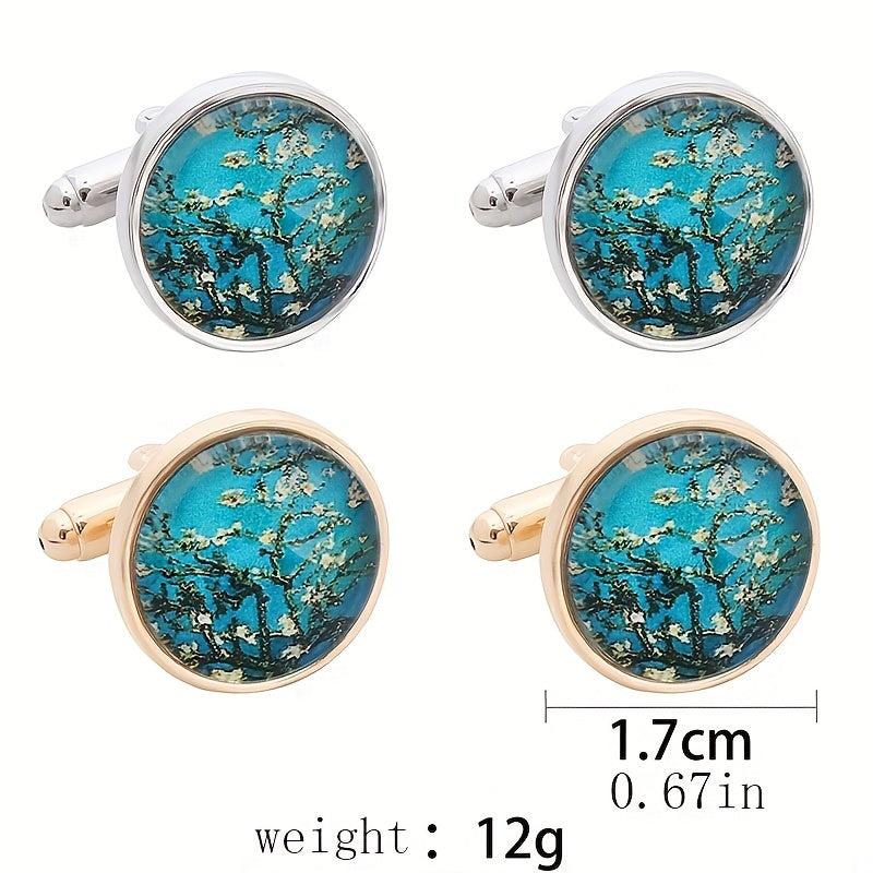 Tree Of Life Round Cufflinks Men's Shirt Metal Buttons Suit