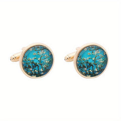 Tree Of Life Round Cufflinks Men's Shirt Metal Buttons Suit