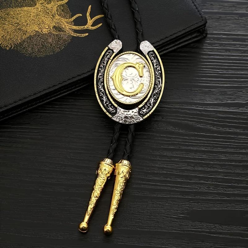 Western Cowboy Zinc Alloy BOLO Tie Letter C Shirt Accessories