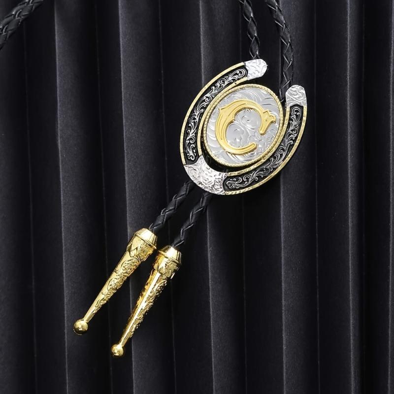 Western Cowboy Zinc Alloy BOLO Tie Letter C Shirt Accessories