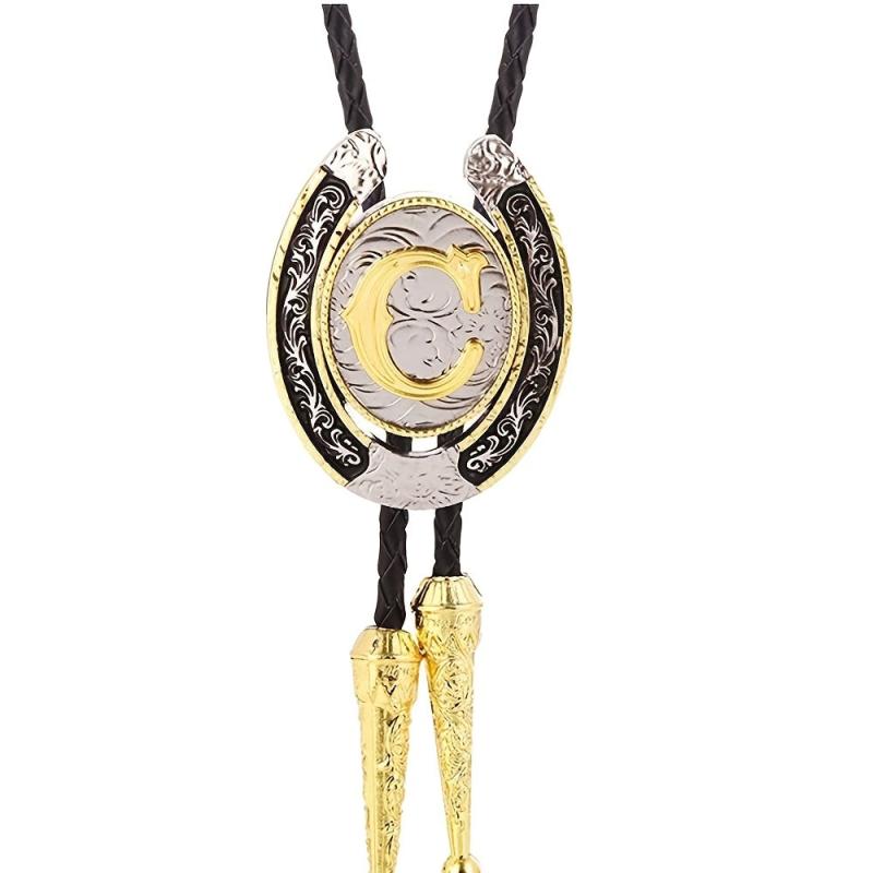 Western Cowboy Zinc Alloy BOLO Tie Letter C Shirt Accessories