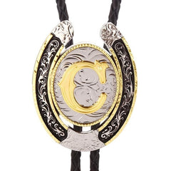 Western Cowboy Zinc Alloy BOLO Tie Letter C Shirt Accessories