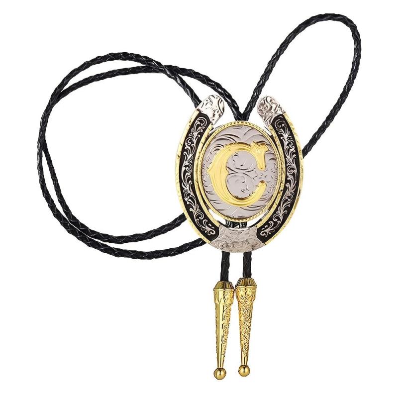 Western Cowboy Zinc Alloy BOLO Tie Letter C Shirt Accessories