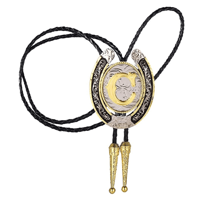 Western Cowboy Zinc Alloy BOLO Tie Letter C Shirt Accessories