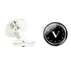 A V R L Glass Gem Cufflinks For Men Rhodium Plated Alloy Base Cuff Link