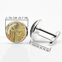 Ancient Egyptian Cross Cufflinks Men's Zinc Alloy Glass Cufflinks