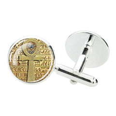 Ancient Egyptian Cross Cufflinks Men's Zinc Alloy Glass Cufflinks