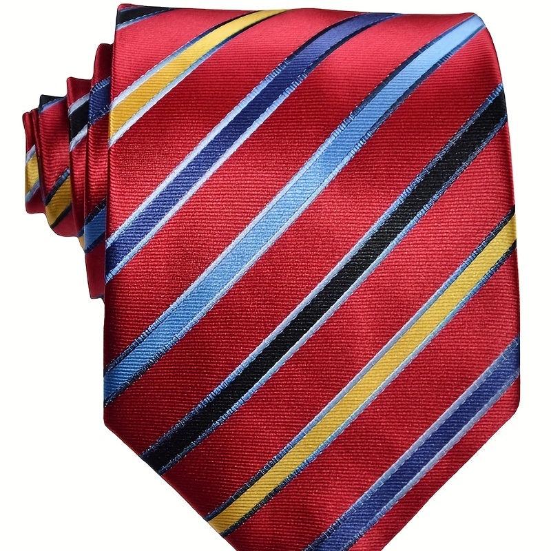 Men's Classic Striped Red Purple Gray Tie