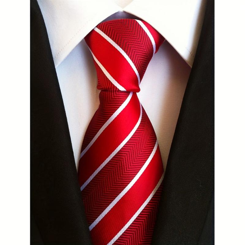 Men's Classic Striped Red Purple Gray Tie