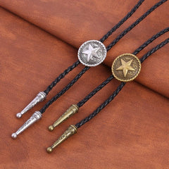 Men's Retro Pentagram Metal Pendant Tie Western Cowboy Shirt Sweater Accessories