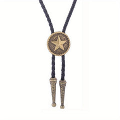 Men's Retro Pentagram Metal Pendant Tie Western Cowboy Shirt Sweater Accessories