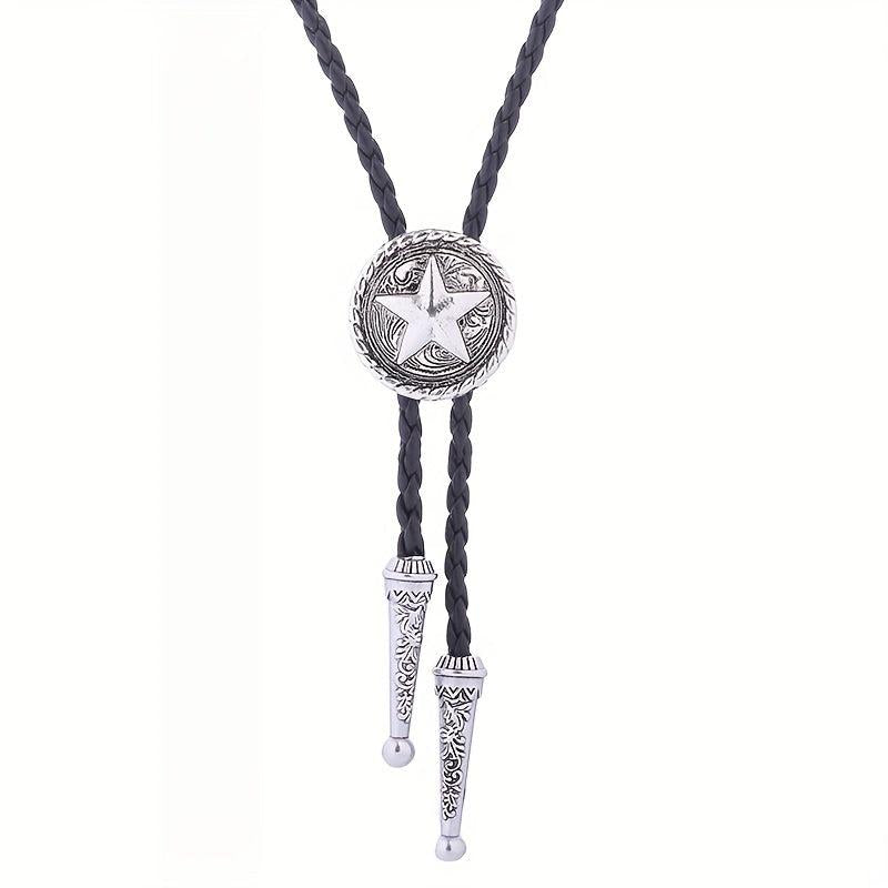 Men's Retro Pentagram Metal Pendant Tie Western Cowboy Shirt Sweater Accessories