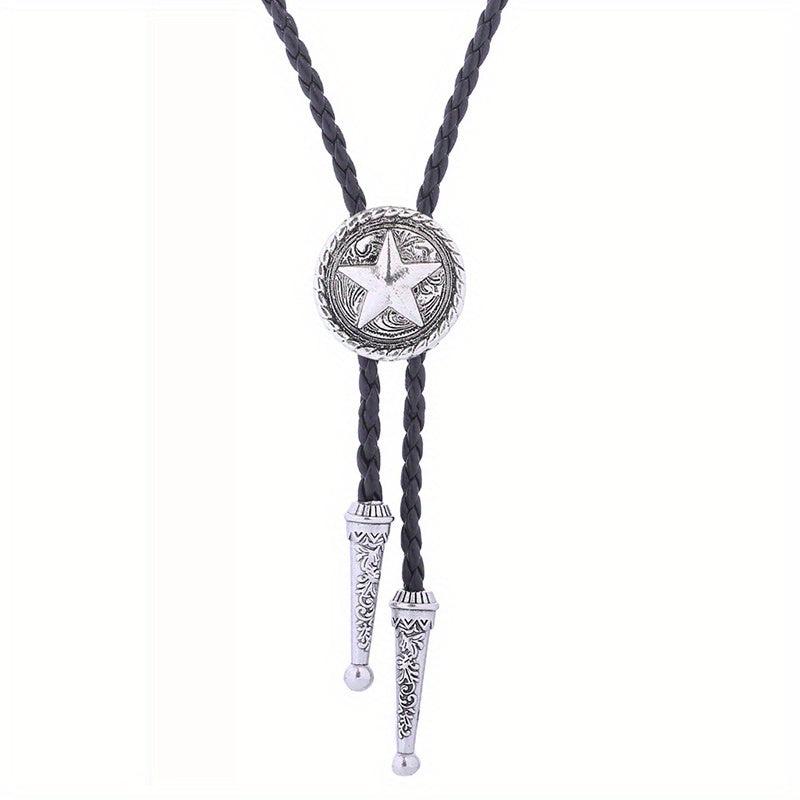 Men's Retro Pentagram Metal Pendant Tie Western Cowboy Shirt Sweater Accessories