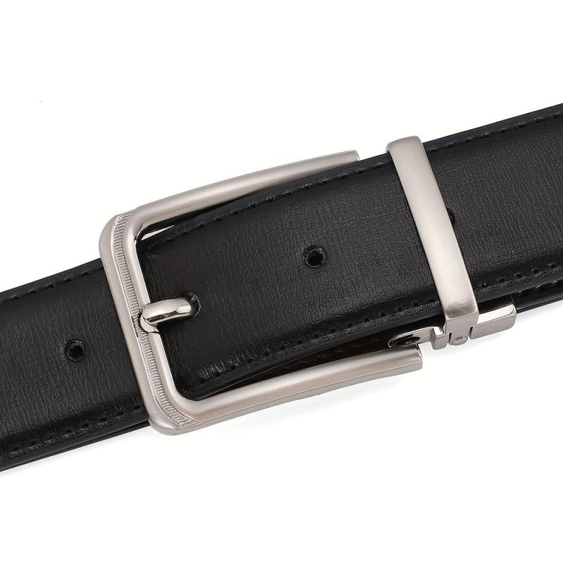 Adjustable Double-sided Leather Belt with Pin Buckle for Men