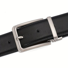 Adjustable Double-sided Leather Belt with Pin Buckle for Men